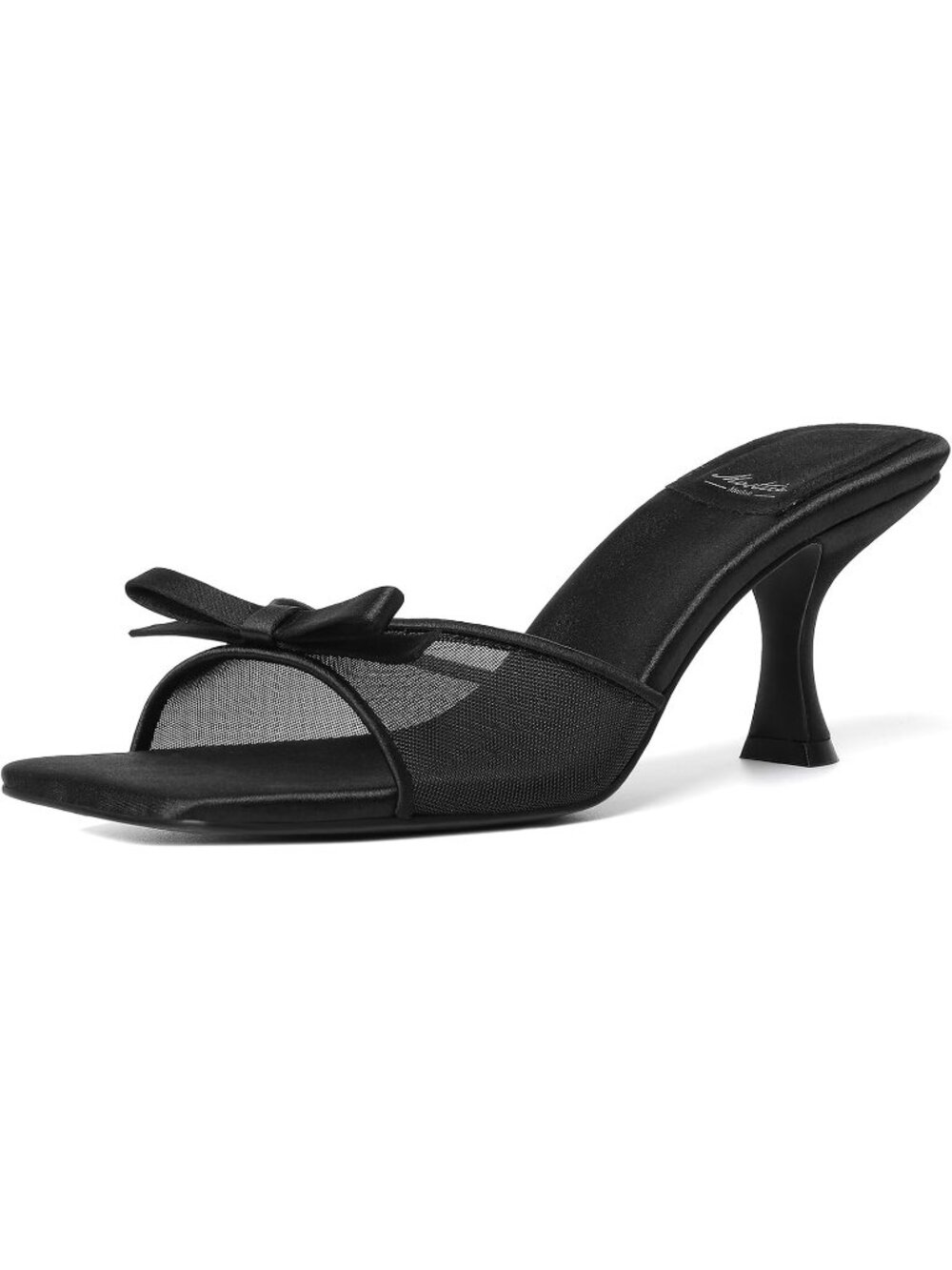 Women's Black Round Toe Kitten Heels Stiletto Strapless Backless Party Sandals